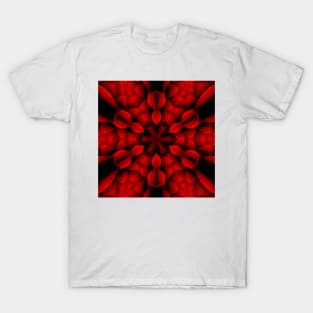 scarlet and red hexagonal floral fantasy design T-Shirt